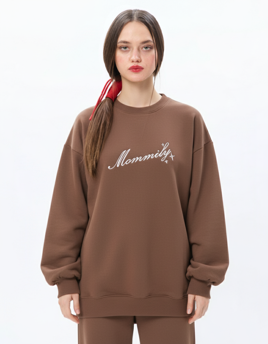 Mommily Crewneck - Brown/Cream