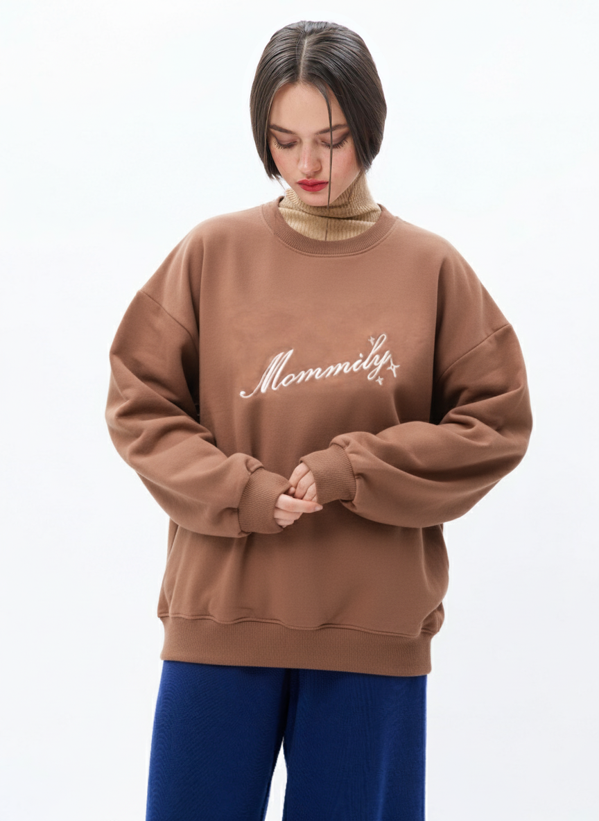 Mommily Crewneck - Brown/Cream